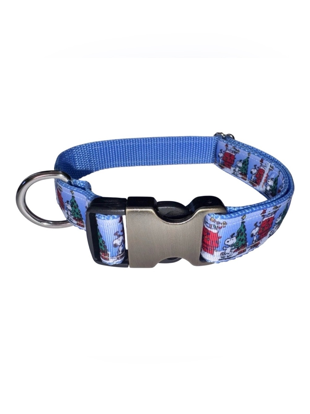 Dog Collar Peanuts Snoopy Christmas Large Handmade Heavy Duty W/Buckle NEW